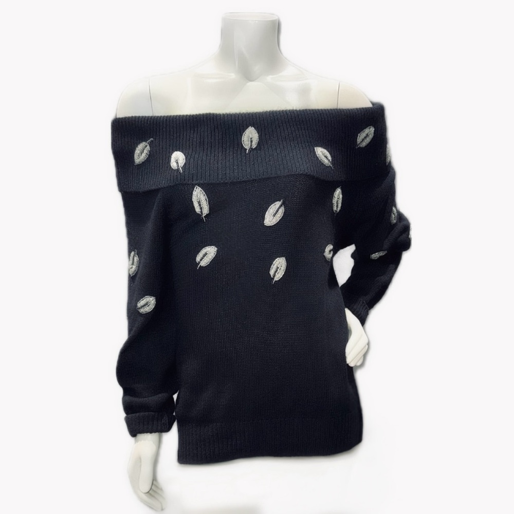 E.M.T. Silk Angora Off-Shoulder Sweater Beaded | Sz M